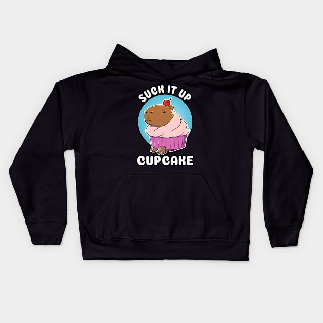 Suck it up Cupcake Capybara Costume Kids Hoodie by capydays